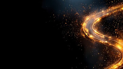 Swirling, abstract golden light trails against a dark cosmic background, representing creativity, imagination, and the limitless potential of the universe.