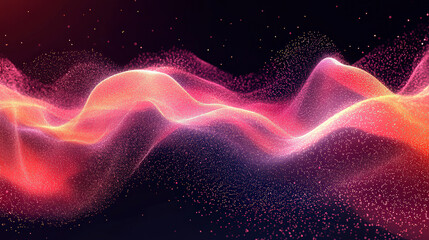 Obraz premium A digital wave made of particles, flowing smoothly across a dark gradient background, symbolizing data transfer