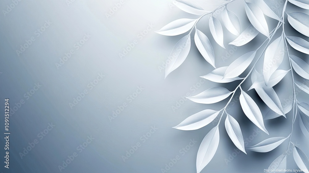 Poster soft white leaves gently cascading against a smooth gradient background in a serene setting during d
