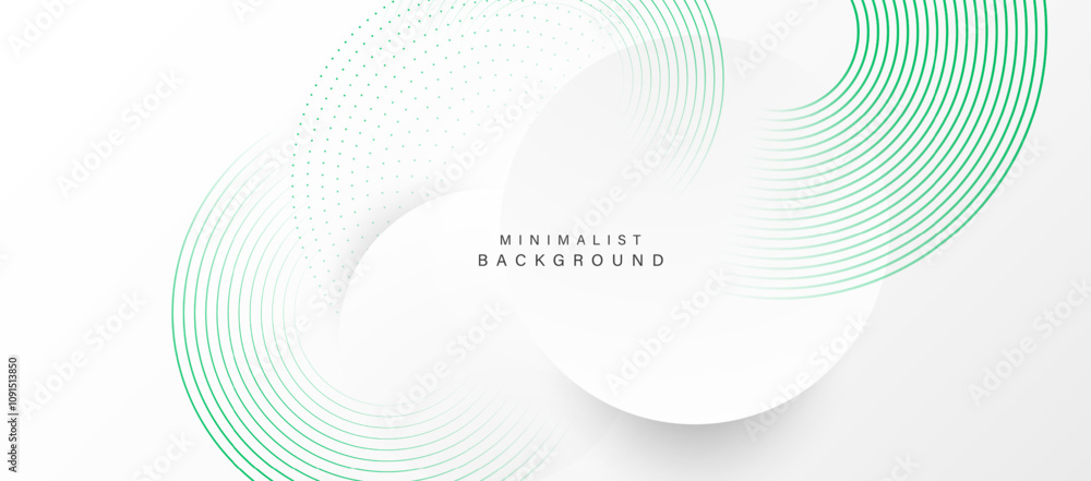 Aufkleber abstract white background with green circle lines. digital future technology concept. vector illustr