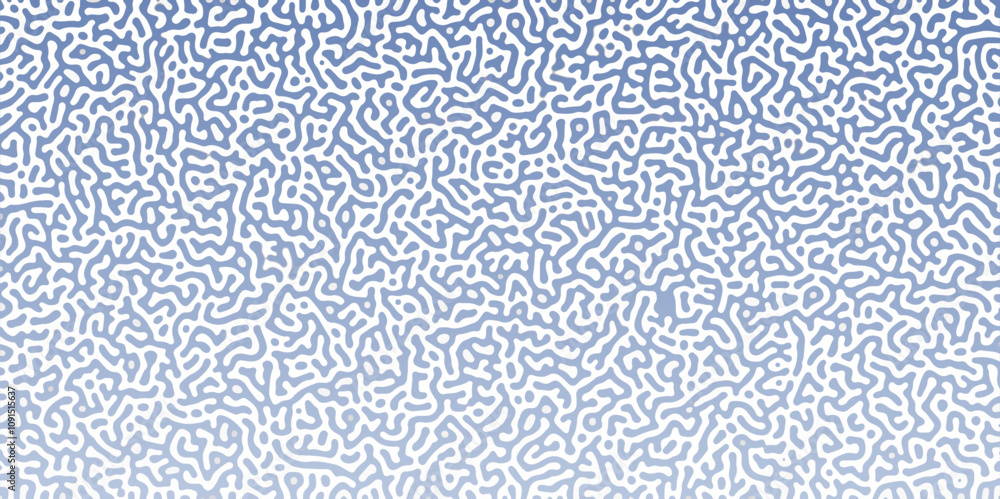Poster Abstract Reaction-diffusion Turing pattern natural texture blue gradient color scheme. Linear design with biological shapes. Organic lines Memphis. abstract truing organic wallpaper design, vector.	