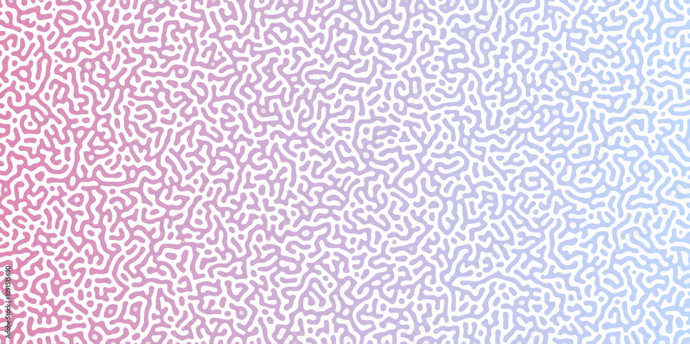 Poster abstract reaction-diffusion turing pattern natural texture blue, pink gradient color scheme. linear 