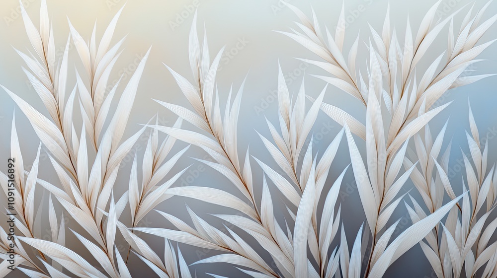 Poster soft white leaves gently cascading against a smooth gradient background in a serene setting during d