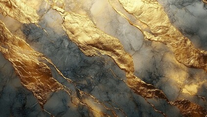Naklejka premium Gold and marble background with golden veins of rock