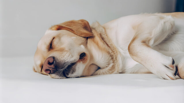 Closeup Portrait eines schlafenden Hundes (Labrador) vor hellem Hintergrund