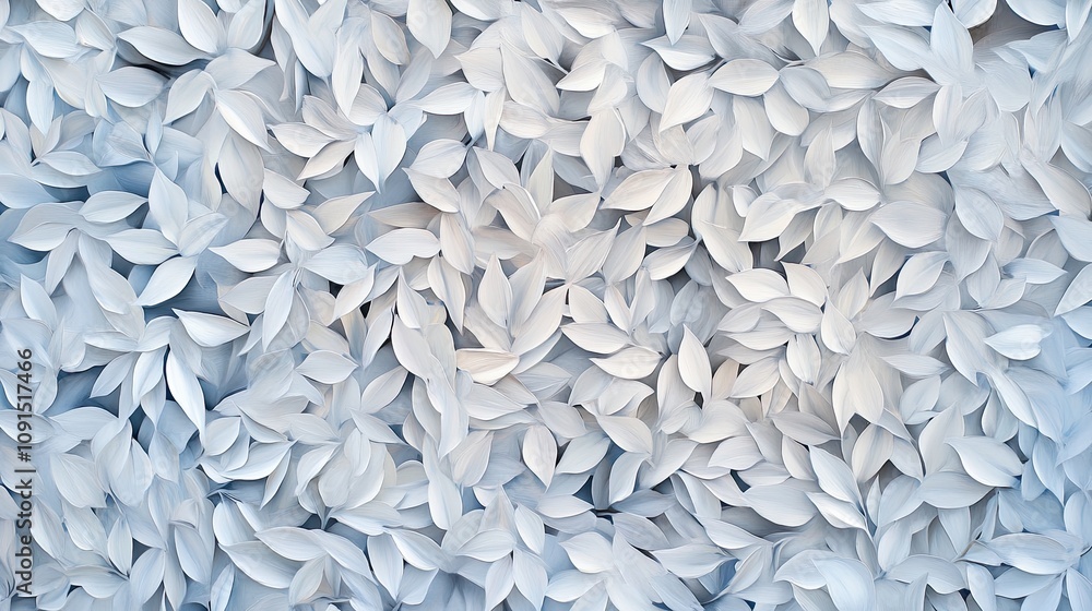 Poster soft white leaves gently cascading against a smooth gradient background in a serene setting during d