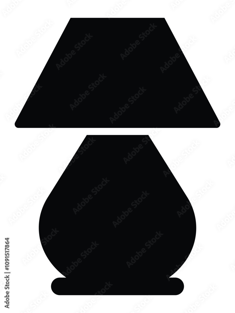 Poster table lamp icon. modern black home lamp with silhouette, logo isolated on white background. table la