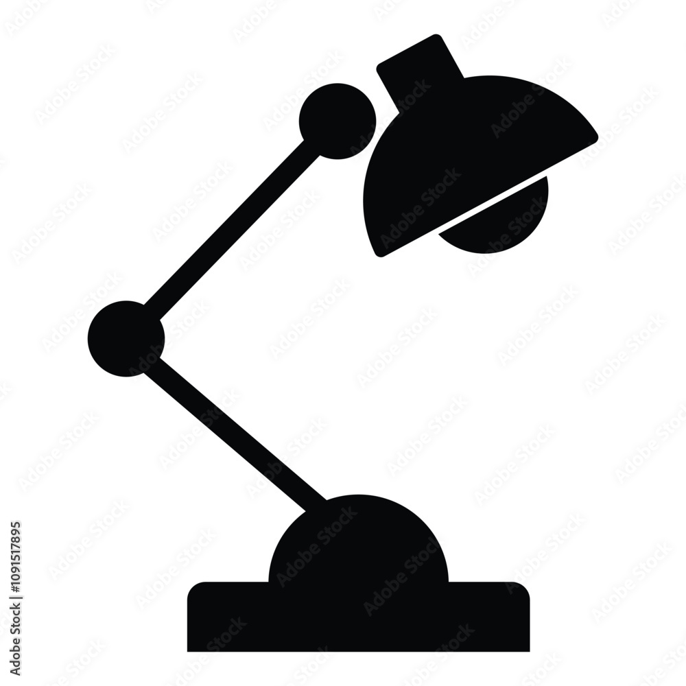 Poster table lamp icon. modern black home lamp with silhouette, logo isolated on white background. table la