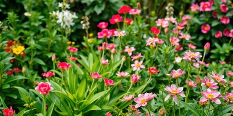 Fototapeta premium A vibrant and colorful assortment of various flowers creating a beautiful background, growth, wallpaper