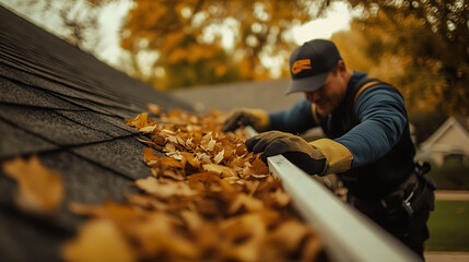 The importance of gutter cleaning in maintaining home safety during fall is showcased.