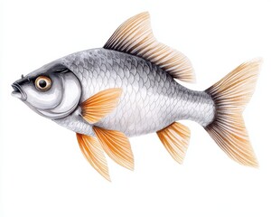 Fototapeta premium A detailed illustration of a goldfish with vibrant colors and intricate scales.