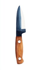 A sharp kitchen knife with a wooden handle, ideal for precision cutting in cooking.