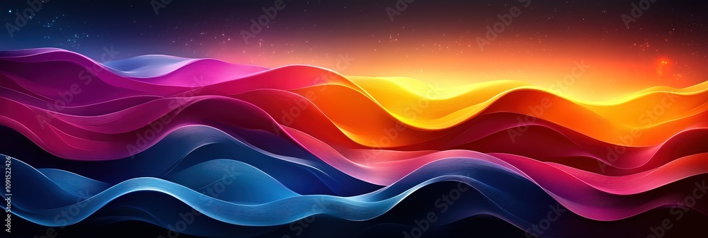 Aufkleber vivid abstract waves of color flow across a dark backdrop, creating a dynamic and vibrant visual.