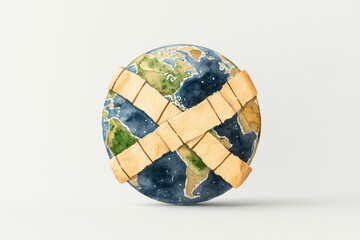 Creative depiction of Earth with a patchwork design representing global unity.