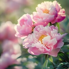 Obraz premium Beautiful pink peonies outdoors