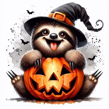Niedliches Faultier an Halloween