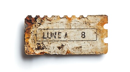 Fototapeta premium A weathered and aged paper ticket displays Lune A eight