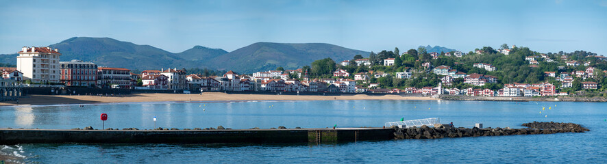 White houses and villas of Cibourne on Basque coast, famous resort, known for beautiful...