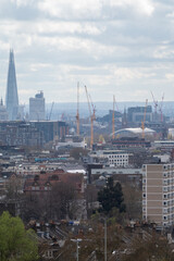 Fototapeta premium View of office buildings, skyscrapers and modern constructions from the viewpoint at Parliament hill in spring, North London, UK