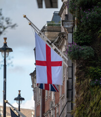 National flag of England, constituent country of United Kingdom, derived from Saint George's Cross