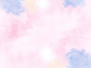 Abstract pastel watercolor background with soft blending of colors in shades of blue, pink, and yellow, shades, pastel