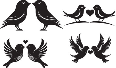 Happy Valentine Day cute bird silhouette vactor design.