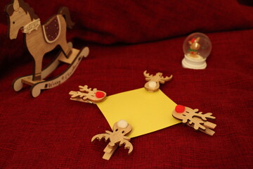 A wooden horse in the Christmas spirit