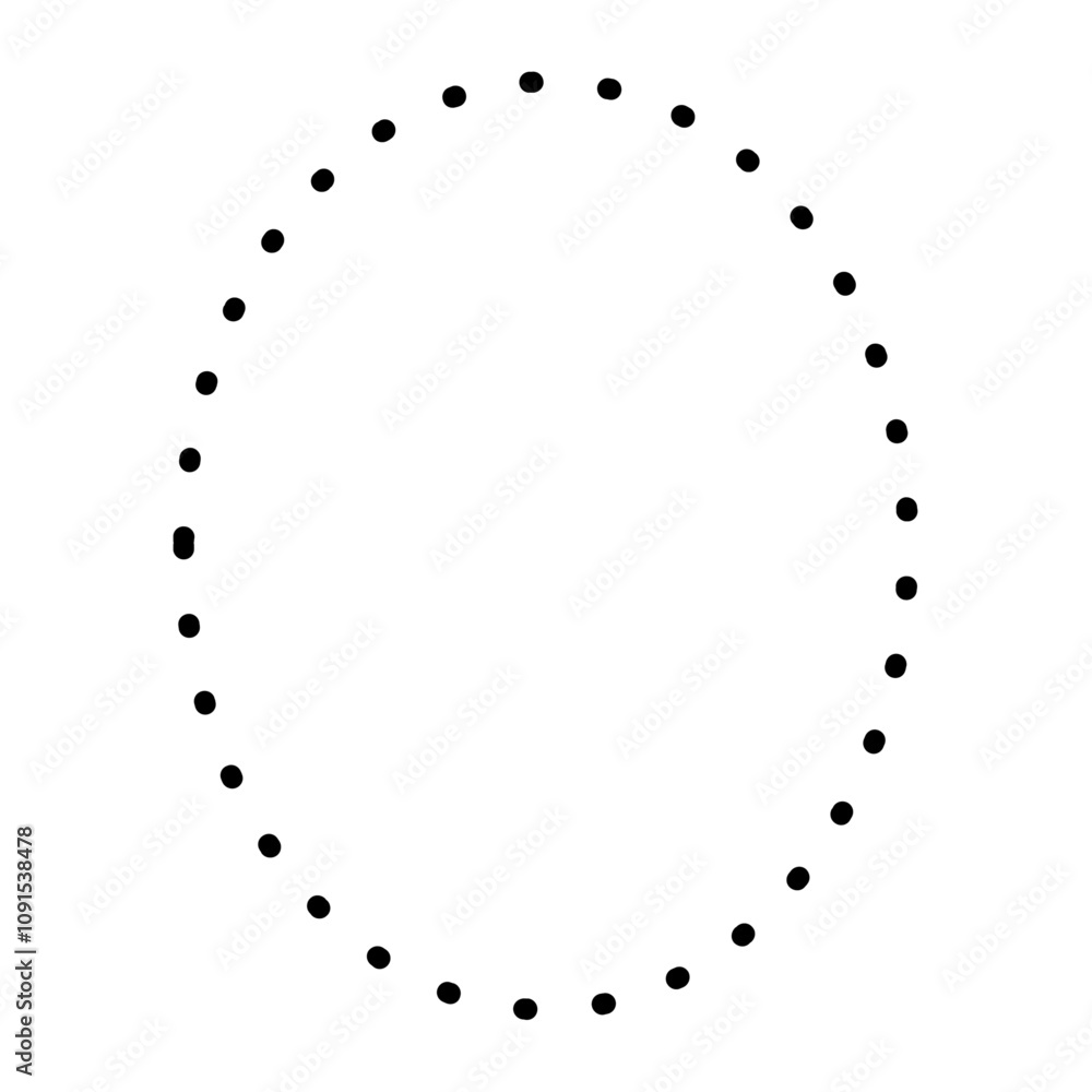 Poster ornamental dashed line border in geometric frame. outline elements for coupon cut out with circular 
