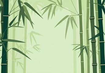 Stylized bamboo forest creates a tranquil and natural background with various shades of green