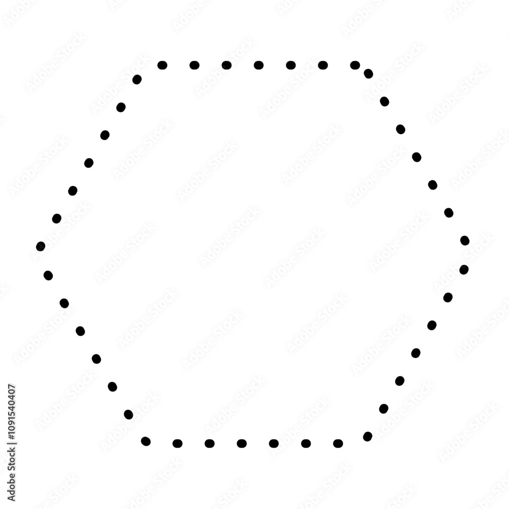 Poster ornamental dashed line border in geometric frame. outline elements for coupon cut out with circular 