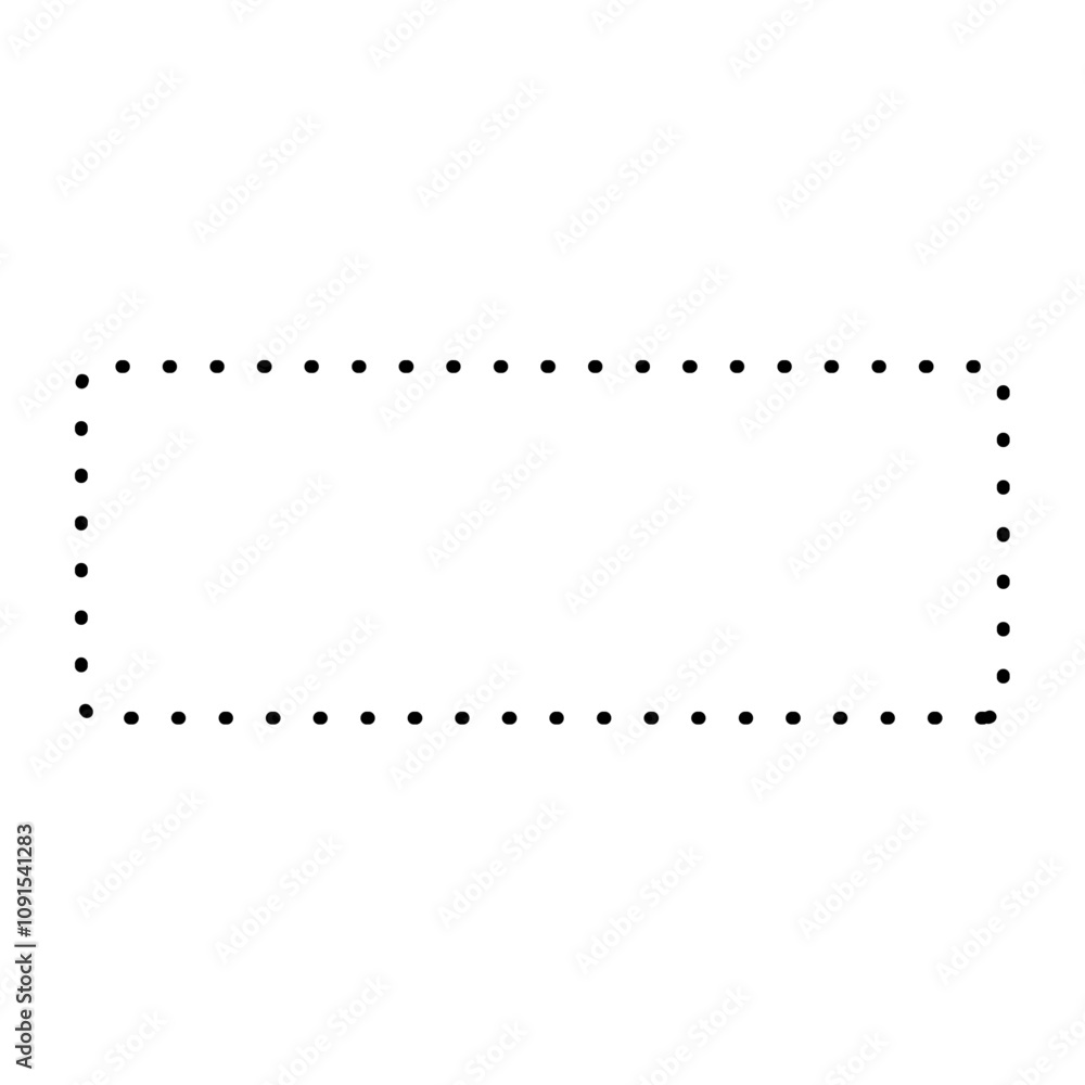 Poster ornamental dashed line border in geometric frame. outline elements for coupon cut out with circular 