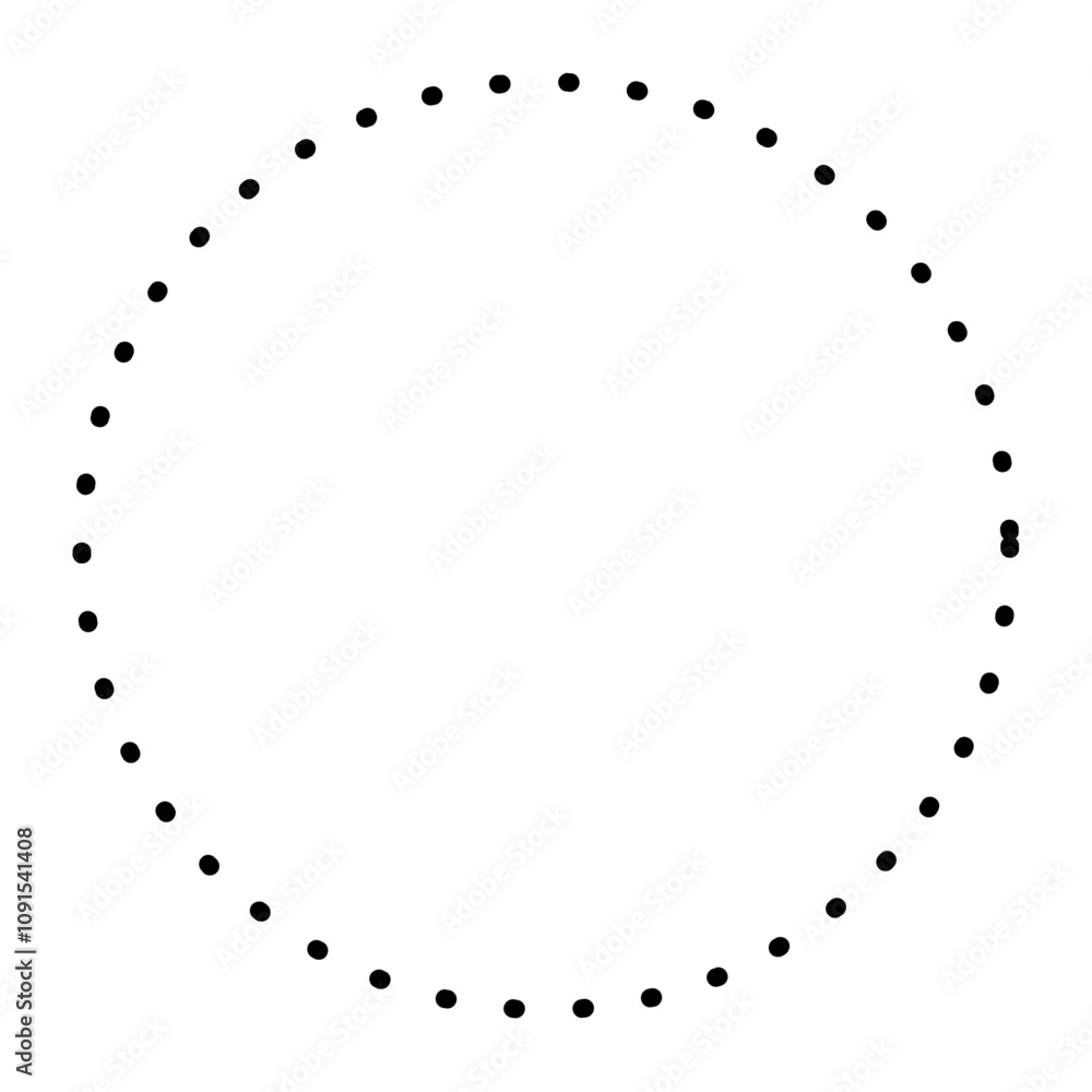 Poster ornamental dashed line border in geometric frame. outline elements for coupon cut out with circular 