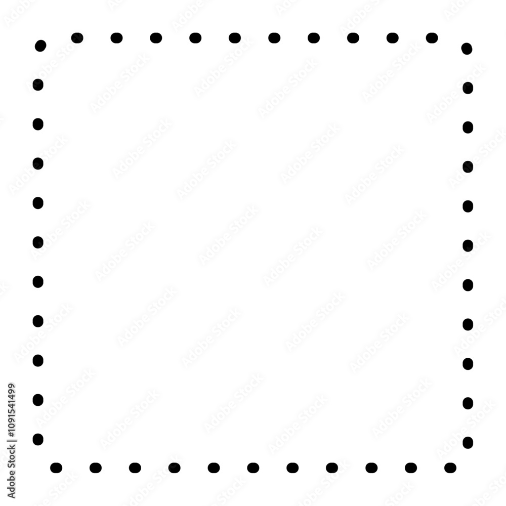 Poster ornamental dashed line border in geometric frame. outline elements for coupon cut out with circular 