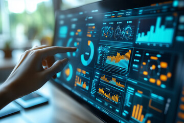 A concept image of interactive dashboards where business professionals toggle between KPIs and real-time insights with ease