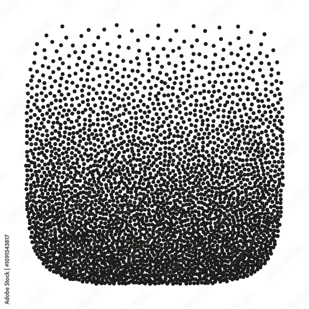 Poster geometric gradient dot pattern with grainy texture and noise effect. black and white square with dus