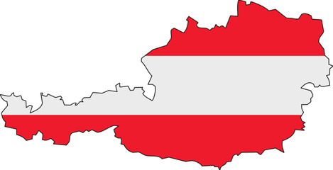 Obraz premium Map of Austria with National Flag Overlay