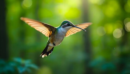 Fototapeta premium Nurturing Moments: Hummingbird Feeding Chicks in Nest