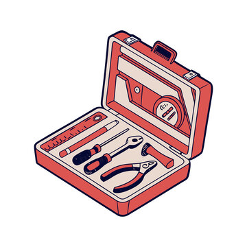red toolbox with tools clip art preview
