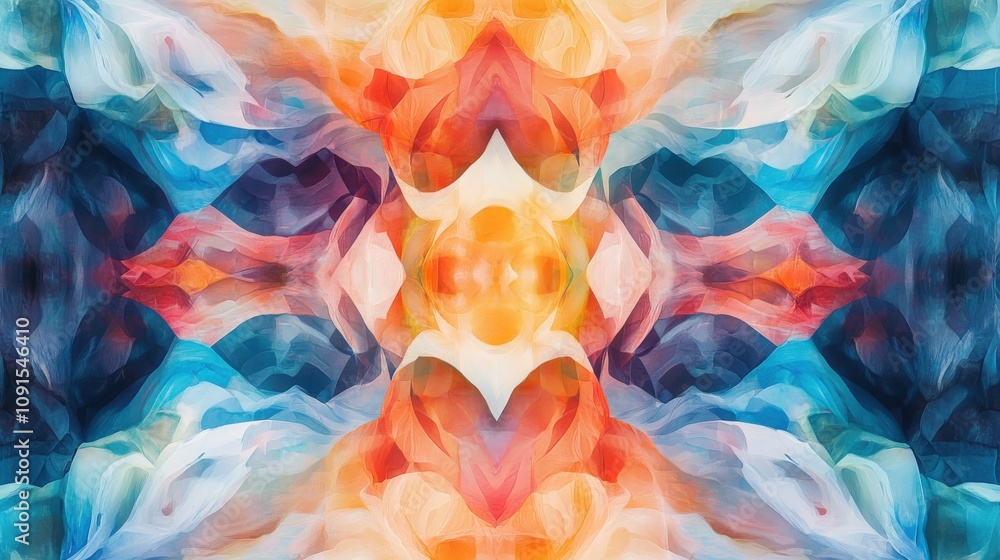 Poster abstract colorful swirling pattern with symmetrical design