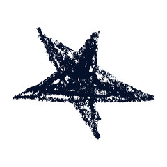 star Hand drawn figures with pencil, brush, and crayon textures. Sketchy strokes with chalk and pen details. Textured vector illustration isolated on background