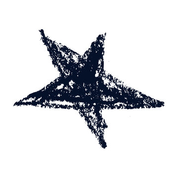 star Hand drawn figures with pencil, brush, and crayon textures. Sketchy strokes with chalk and pen details. Textured vector illustration isolated on background