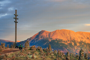 Alpenglühen in den Dolomiten - afterglow in the Dolimites, South Tyrol