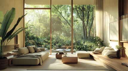 Fototapeta premium Luxurious Minimalist Interiors with Natural Elements and Modern Design