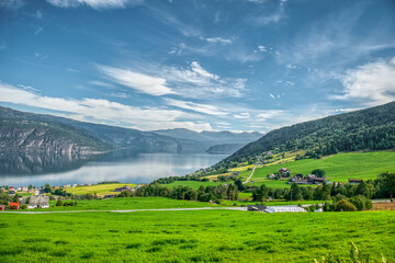 Utvik is a village in Stryn Municipality in Vestland county, Norway. The village is located on the southern shore of the Nordfjorden.