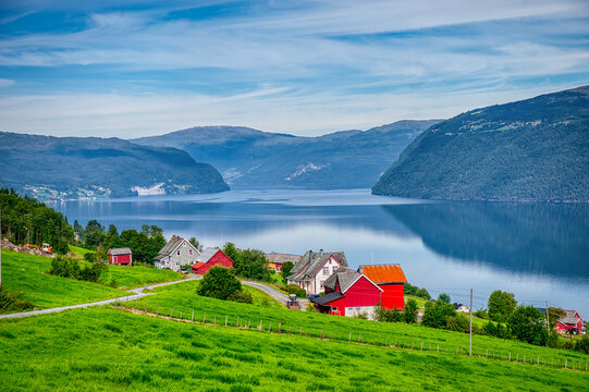 Utvik is a village in Stryn Municipality in Vestland county, Norway. The village is located on the southern shore of the Nordfjorden.