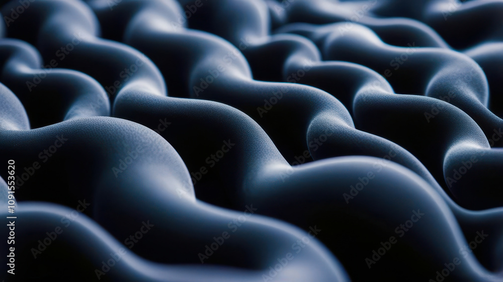 Poster the image is a close up of a black and blue object with a lot of detail