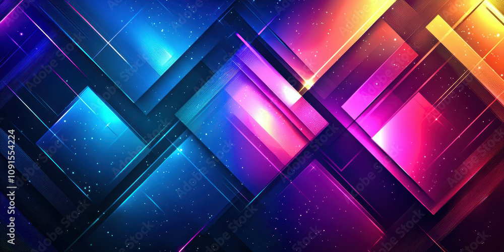 Aufkleber a colorful background with squares and stars