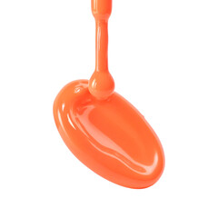 Orange liquid nail polish smear, splash. Smear of cream, gel on transparent background. Orange nail polish, cream, splash png