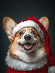 Corgi in a Santa hat