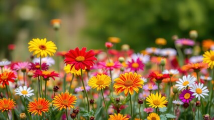 Obraz premium Vibrant Wildflower Meadow: Perfect for Wall Art, Backgrounds, and Nature Lovers